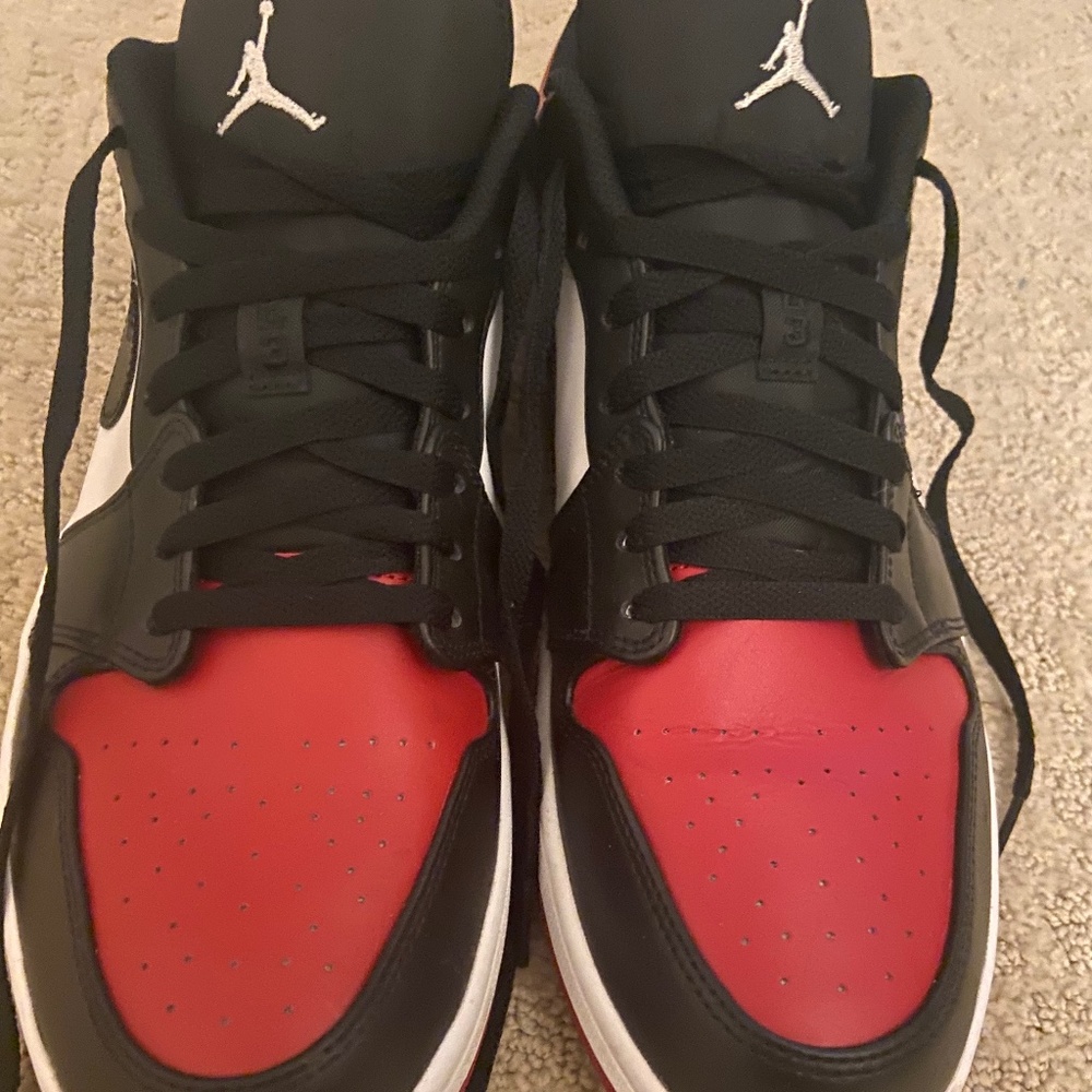 Air Jordan 1 Low “Bred Toe” red/black/white,  Gently used, Men’s Size 14. $110
